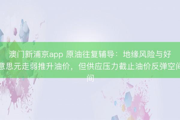 澳門新浦京app 原油往復(fù)輔導(dǎo)：地緣風(fēng)險(xiǎn)與好意思元走弱推升油價(jià)，但供應(yīng)壓力截止油價(jià)反彈空間